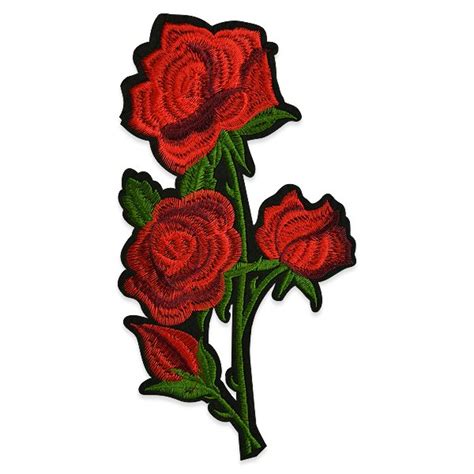 Red Rose Applique Embroidered Iron On Clothing Patch