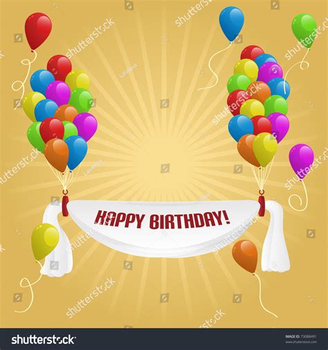 Happy Birthday Banner Balloons Vector Illustration Stock Vector