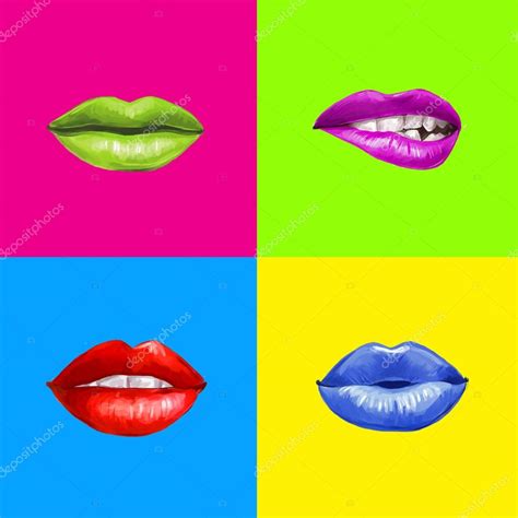 Pop Art Lipslips Fondo Publicidad De Lápiz Labial Labios Sonrientes