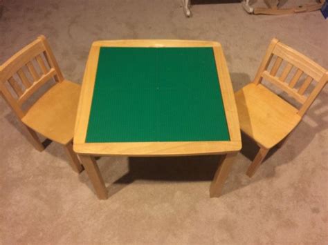 Kids Wooden Imaginarium Lego Table And 2 Wooden Chairs Excellent