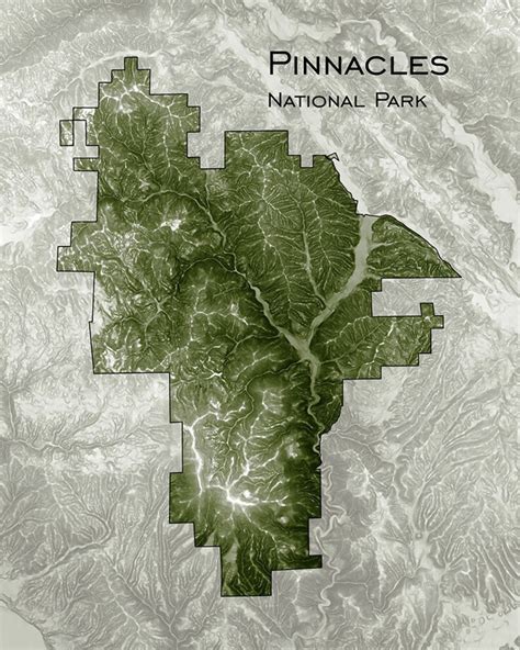 Pinnacles Topographic Map Art Print National Park Map Etsy