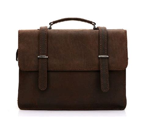 Handcrafted Leather Briefcase Messenger Laptop Mens Bag In Dark