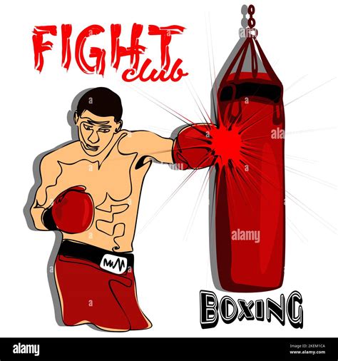Male Boxer Boxing In Punching Bag Vector Illustration Stock Vector