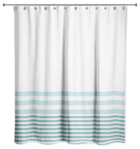 Teal Stripes 71x74 Shower Curtain Contemporary Shower Curtains By