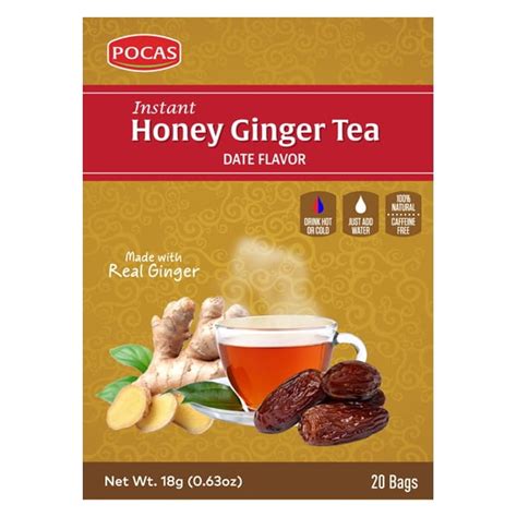 Pocas Instant Honey Ginger Tea With Date 126 Oz Boxes Pack Of 40