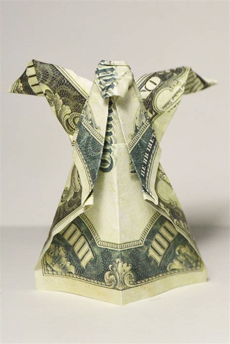 Money Angel Origami One Dollar Bill T Tutorial Diy Folded No Glue