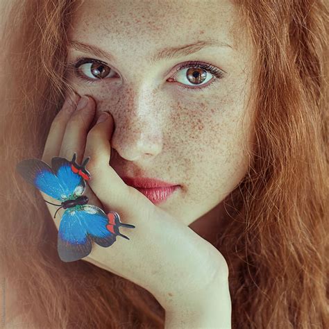 Portrait Of A Beautiful Redhead With Freckles By Maja Topcagic