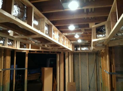 The current ceiling is 12′ high, and the new one will be 8′, framed and drywalled. Tray Ceiling Framing | Basement Projects | Pinterest