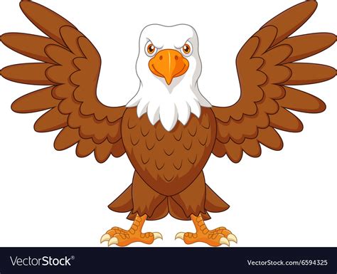 Cartoon Bald Eagle Standing With Wings Extended Vector Image