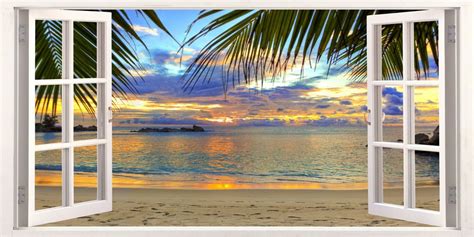 Maybe you would like to learn more about one of these? 3D Window Effect on Canvas Tropics Beach Scene Caribbean ...