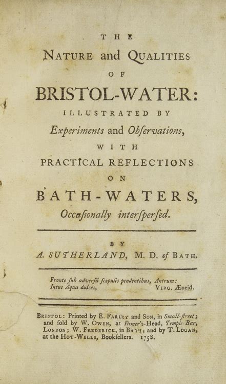 The Nature And Qualities Of Bristol Water Illustrated By Experiments
