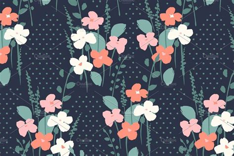Cute Flowers 10 Seamless Patterns Floral Illustration Pattern
