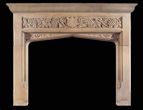 Antique Yorkstone Tudor Gothic Fireplace Mantel York Stone Light My