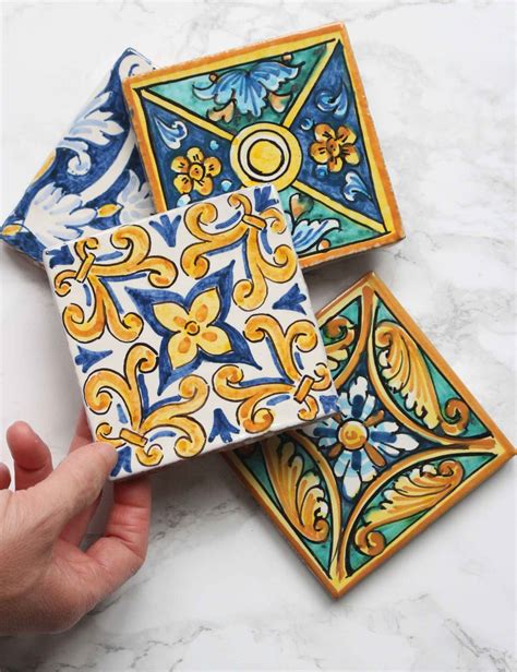 Decorated Sicilian Ceramic Majolica Tiles Ceramic Tile Art Sicilian