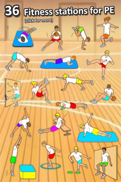 Fitness Circuit Station Cards 36 Pe Activities For Elementary And Middle School Physical