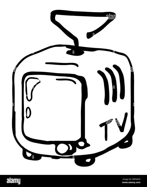 Television Set Cartoon Color Drawing Vector Illustration Horizontal