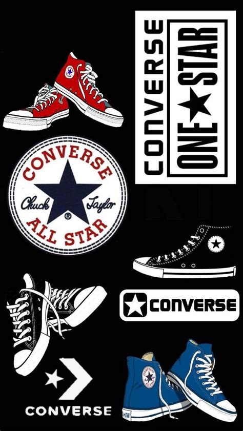 Converse All Star Shoes And Stickers On Black Background