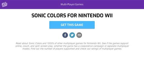 Sonic Colors For Nintendo Wii Multi Playergames
