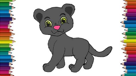 How To Draw A Cute Panther Step By Step Cartoon Black Panther Drawing Easy For Beginners