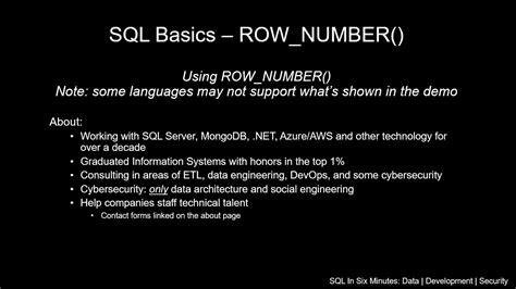 SQL Basics How To Use ROW NUMBER And Why YouTube