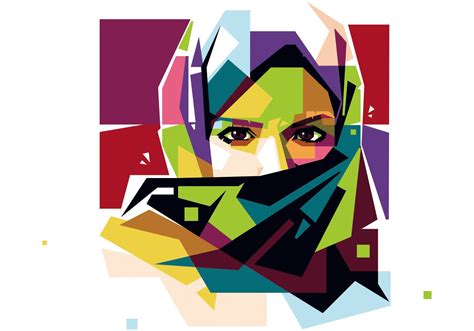 Hijab Woman Vector Wpap Abstract Art Landscape Abstract Line Art Art