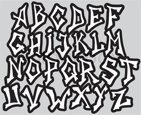 Graffiti Font Alphabet Different Letters Vector Illustration Stock