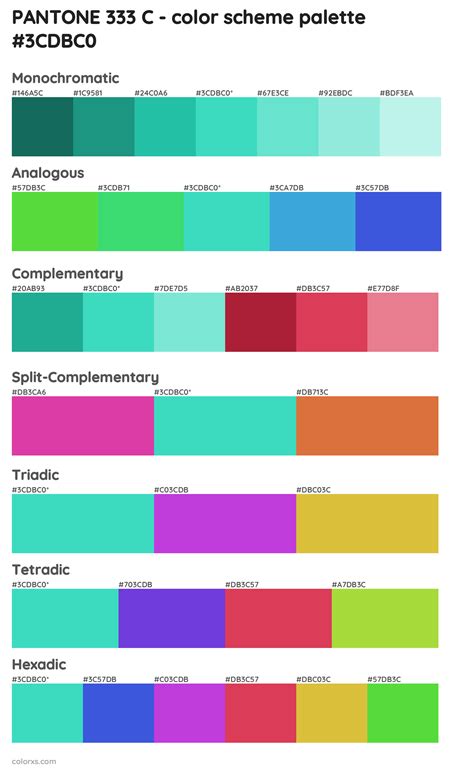 Pantone 333 C Color Palettes And Color Scheme Combinations