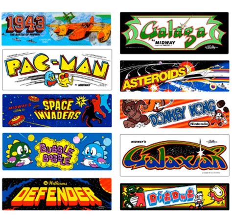 Retro Marquee Stickers Set Of 10 Classic Retro Mini Arcade Game