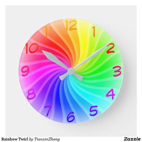 Rainbow Twirl Round Clock In 2022 Clock Vintage Clock