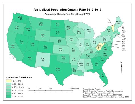 Data Detectives Annualized Population Growth 2010 15 Map Us By State