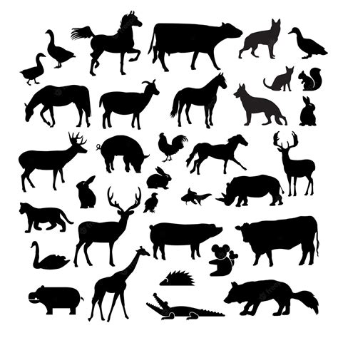 Premium Vector Farm Animal Silhouette Or Animals Illustration