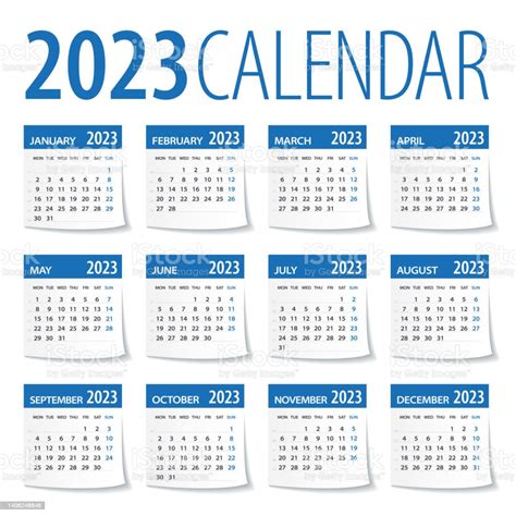 2023 Calendar Leaves Set Week Starts On Monday Vector Illustration
