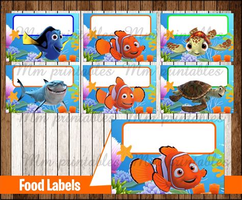 80 Off Sale Finding Nemo Food Tent Cards By Mrkitspartyshop