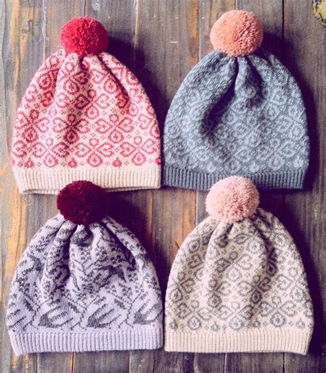 Colorful Knitted Beanies In Lovely Colors With Fuzzy Pompoms