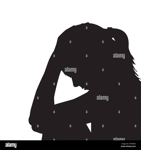 One Sad Woman Holding Her Head In Her Hands Stock Vector Image And Art Alamy