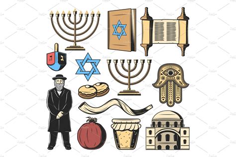 Jewish Religion Symbols Culture Illustrations Creative Market
