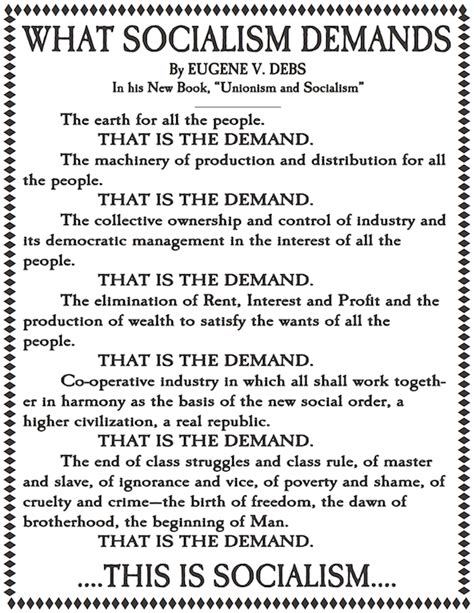What Socialism Demands Poster The Eugene V Debs Foundation