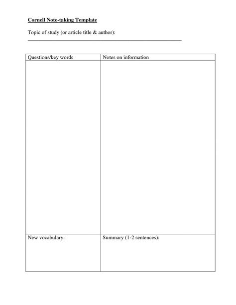 Cornell notes templates download these free cornell notes templates, examples and printable pdf sheets to assist you in taking notes in classroom or at office meeting. Note Taking Template Free Download Pdf Microsoft Word with regard to Cornell Note Taking ...