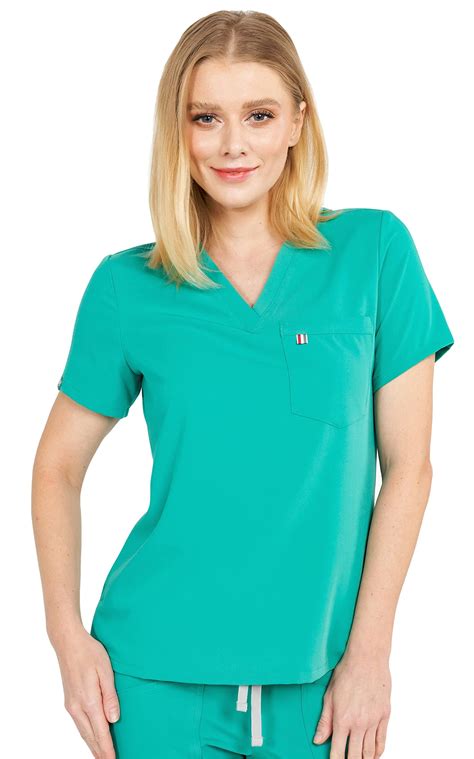 mediclo women s medical scrub top sal essential eco friendly sustainable fysel fabric v neck