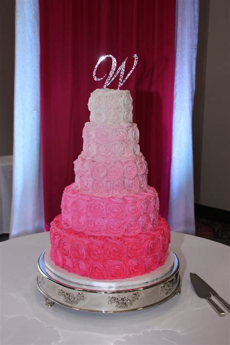 Pink Rosette Wedding Cake White Cake With Different Shades Of Pink