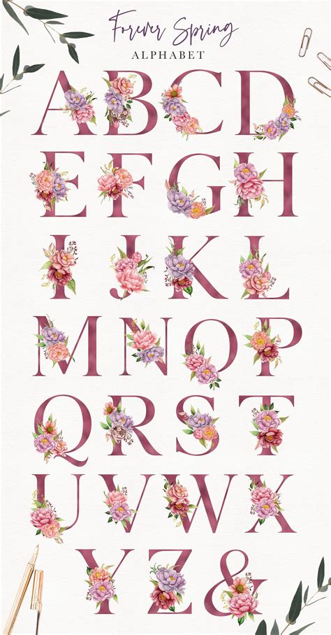 Floral Monogram Alphabet Letters By Graphicspirit The