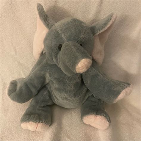 Ty Toys Ty Pluffies Winks Elephant Plush 8 Grayblue Pink Ears