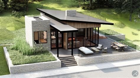 Contemporary Cabin House Plan 2 Bedroom 1200 Sq Ft Modern House Plans