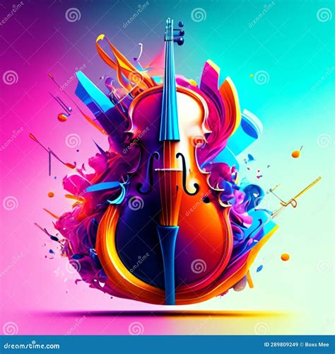 3d Illustration Of A Violin On Colorful Background 3d Rendering
