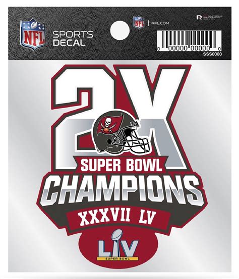 Tampa Bay Buccaneers 2x Time Super Bowl Champions 4x4 Decal Sticker