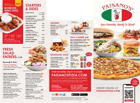 Menu Welcome Paisanos Pizza Restaurant