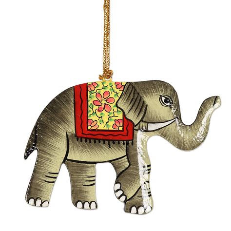 Painted Wood Elephant Ornaments Set Of 6 Festive Elephants Novica