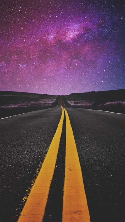 Night Road Starry Sky Iphone Wallpaper Iphone Wallpapers