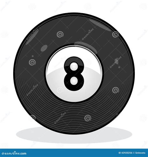 Billiard Eight Ball Isolated On White Background Color Line Art Stock