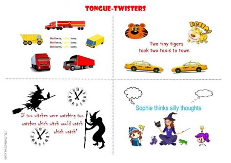Tongue Twisters Illustrated Tongu English Esl Worksheets Pdf And Doc